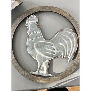 Farmhouse Galvanized Metal Decor Windmill Chicken Rooster Shabby Chic Set Large